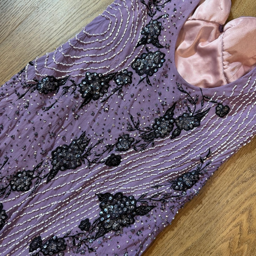 Vintage Y2K 100% Silk Beaded Dress Vintage Beaded Dress Sue Wong Dress Fairy - Picture 5 of 17